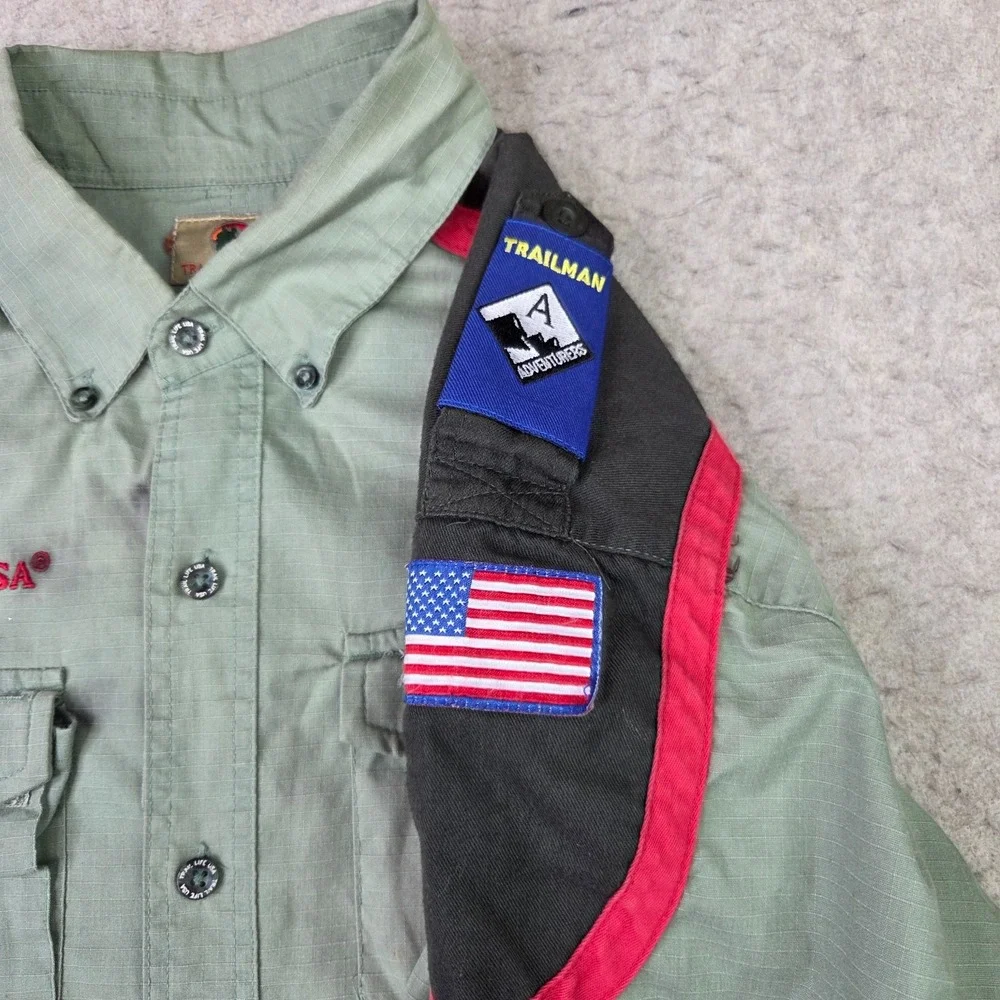 TRAIL LIFE USA Troop Uniform Shirt Adult M Ripstop Fabric Scouts USA Patch